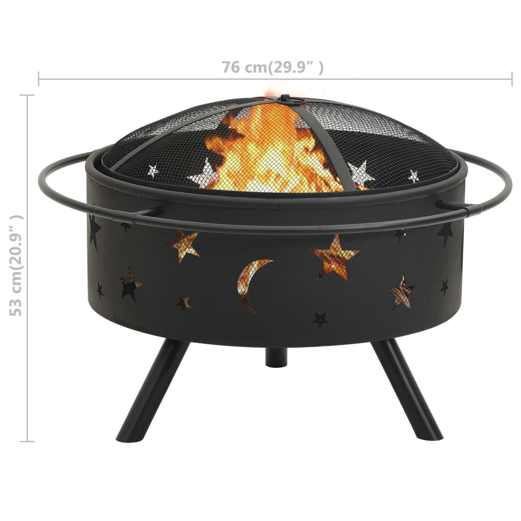 Fire Pit with Poker 29.9" XXL Steel at Set Shop and Smile