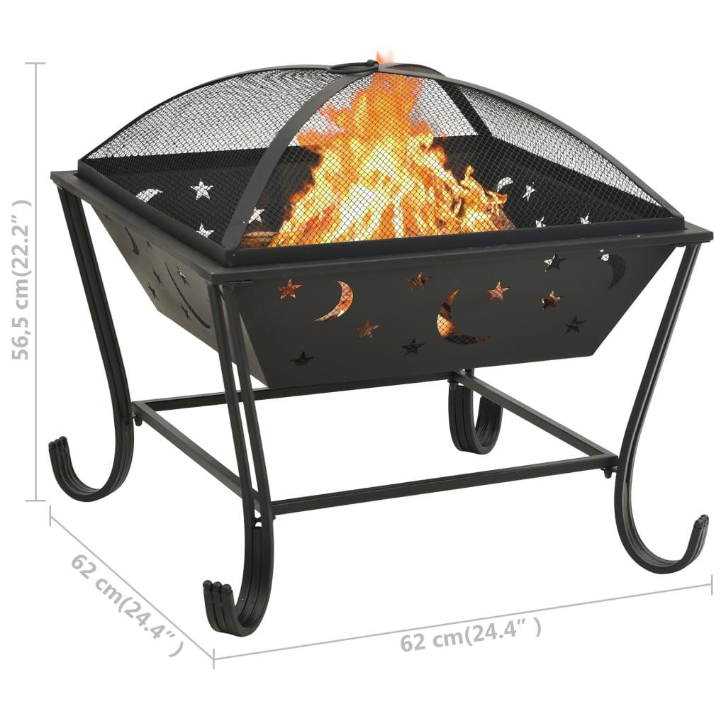Fire Pit with Poker 24.4" XXL Steel at Set Shop and Smile