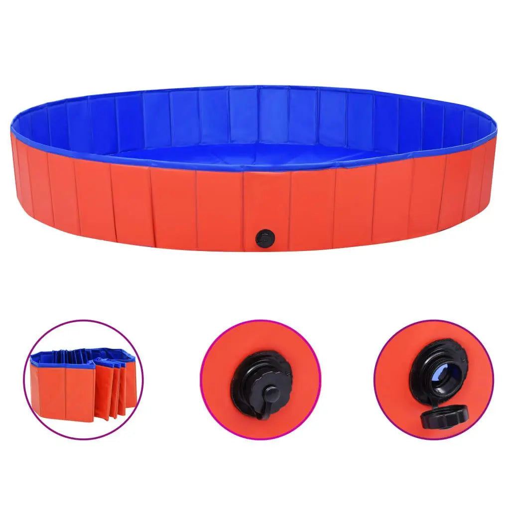 Foldable Dog Swimming Pool Red 78.7"x11.8" PVC at Set Shop and Smile