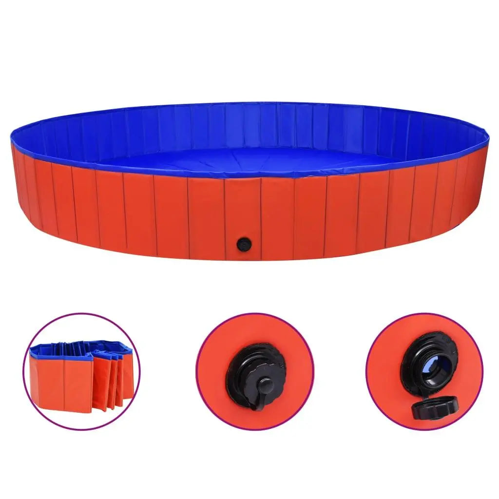 Foldable Dog Swimming Pool Red 118.1"x15.7" PVC at Set Shop and Smile