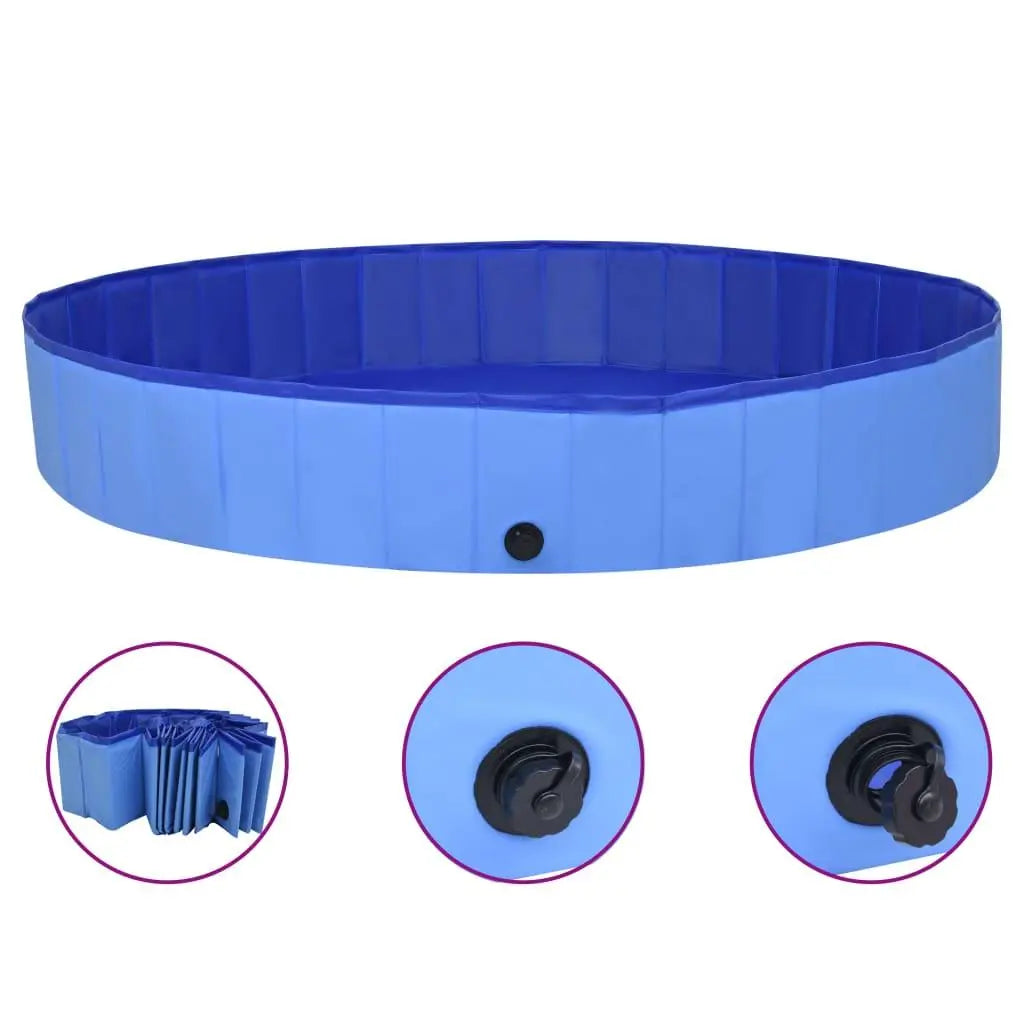 Foldable Dog Swimming Pool Blue 78.7"x11.8" PVC at Set Shop and Smile