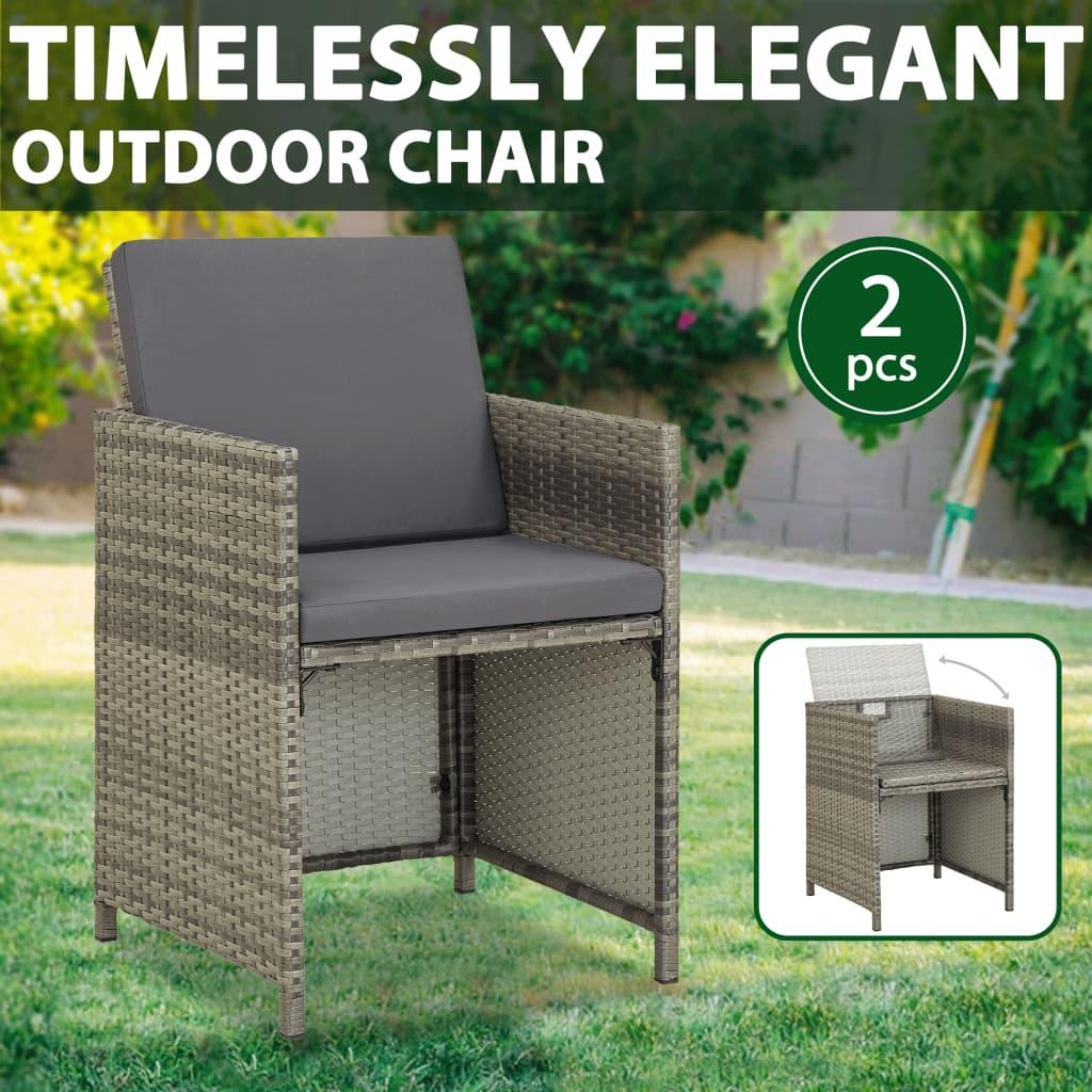 Patio Chairs 2 pcs with Cushions Poly Rattan Gray at Set Shop and Smile