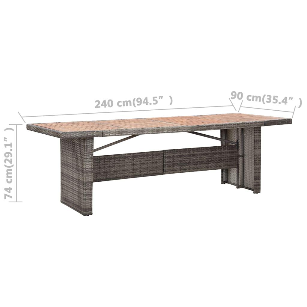 Patio Table 94.5"x35.4"x29.1" Poly Rattan and Solid Acacia Wood at Set Shop and Smile