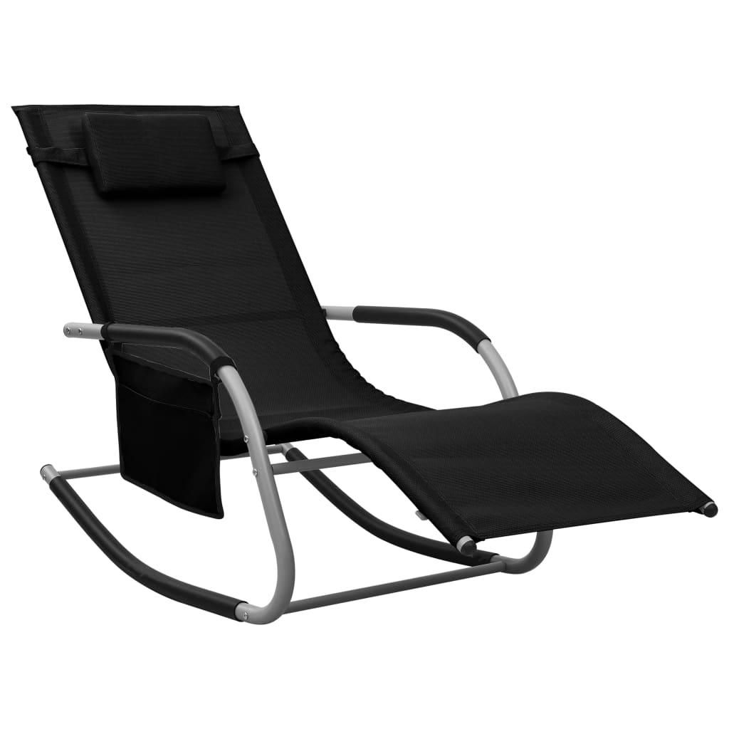 Sun Loungers 2 pcs Textilene Black and Gray at Set Shop and Smile