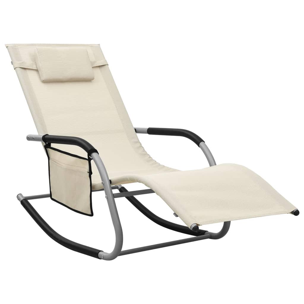 Sun Loungers 2 pcs Textilene Cream and Gray at Set Shop and Smile