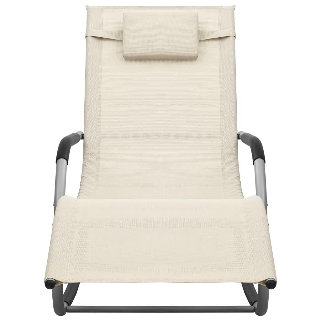 Sun Loungers 2 pcs Textilene Cream and Gray at Set Shop and Smile