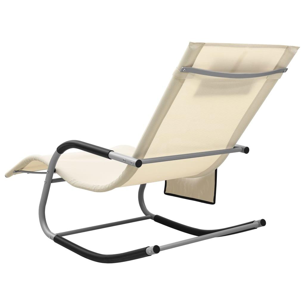 Sun Loungers 2 pcs Textilene Cream and Gray at Set Shop and Smile