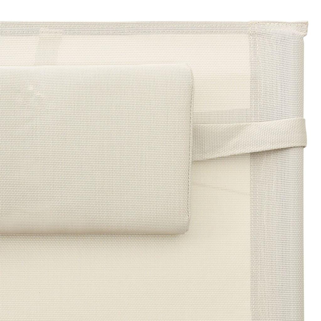 Sun Loungers 2 pcs Textilene Cream and Gray at Set Shop and Smile