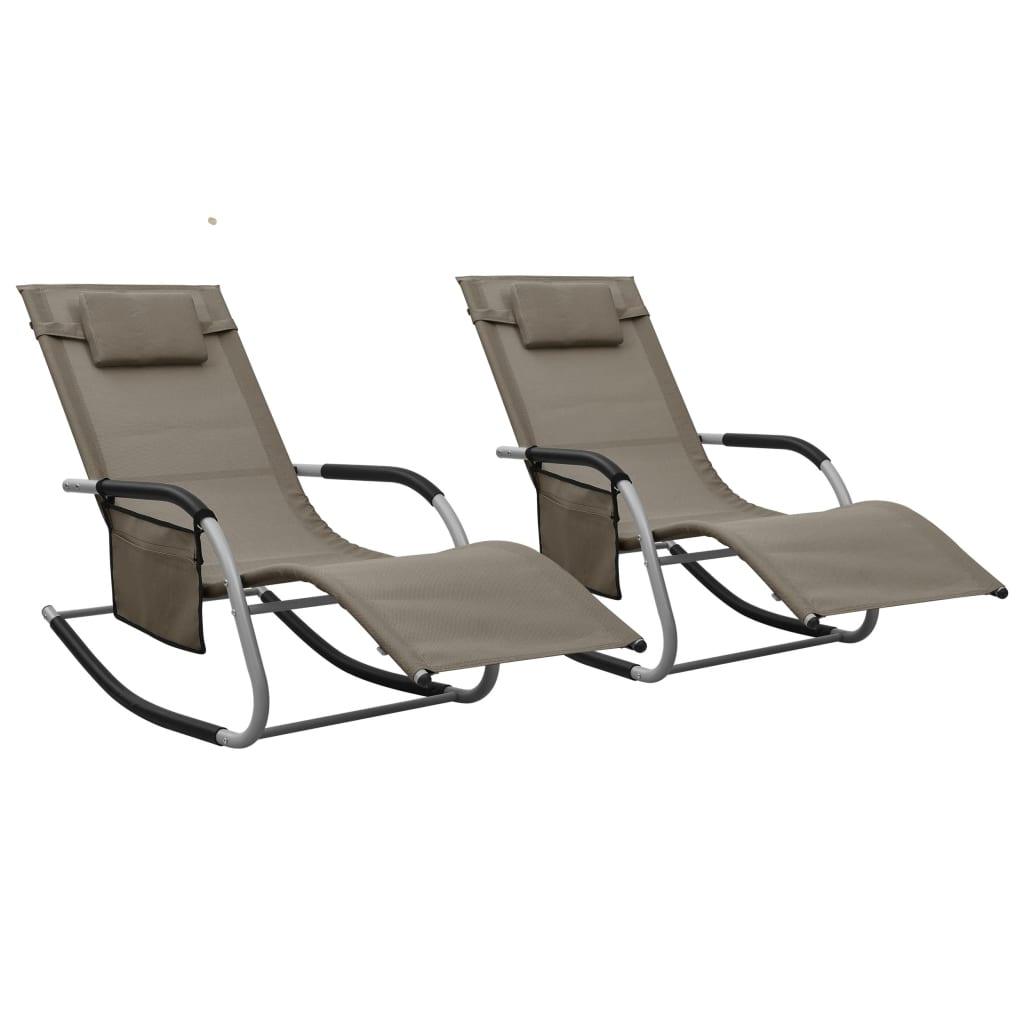 Sun Loungers 2 pcs Textilene Taupe and Gray at Set Shop and Smile