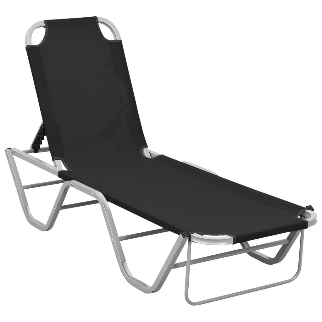 Sun Lounger Aluminum and Textilene Black at Set Shop and Smile