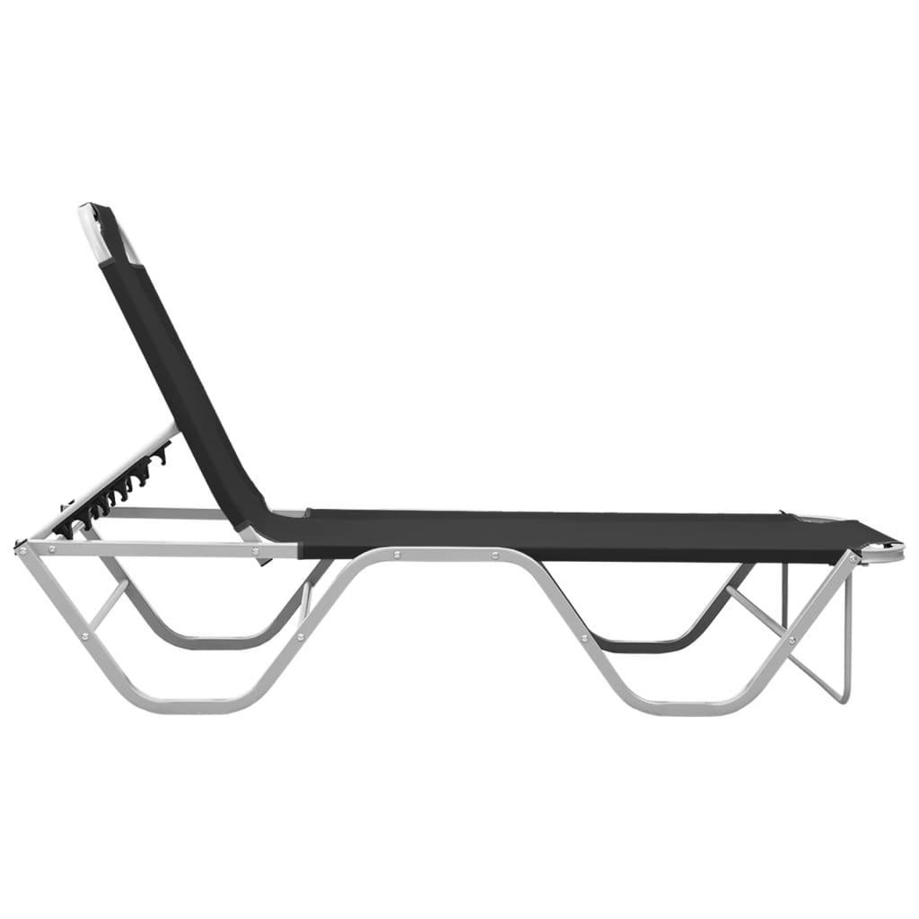 Sun Lounger Aluminum and Textilene Black at Set Shop and Smile