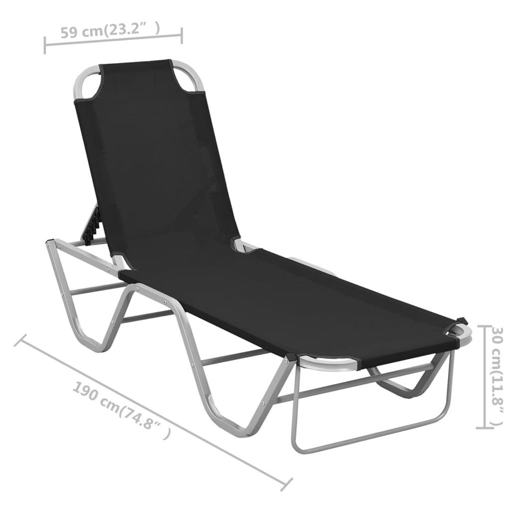 Sun Lounger Aluminum and Textilene Black at Set Shop and Smile