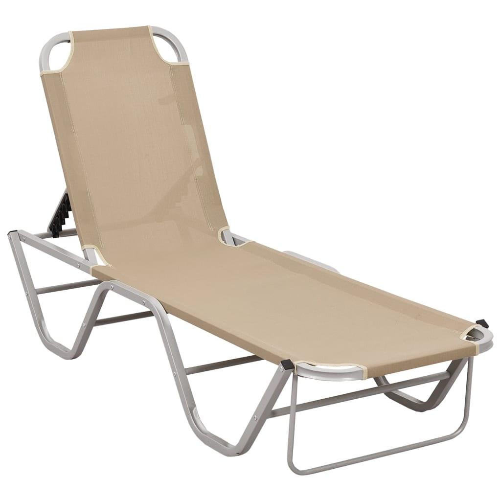 Sun Lounger Aluminum and Textilene Cream at Set Shop and Smile