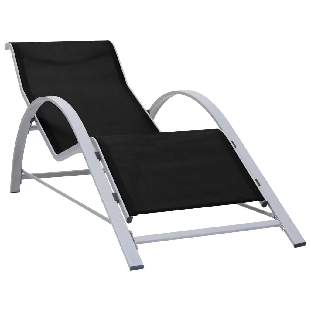 Sun Loungers 2 pcs with Table Aluminum Black at Set Shop and Smile