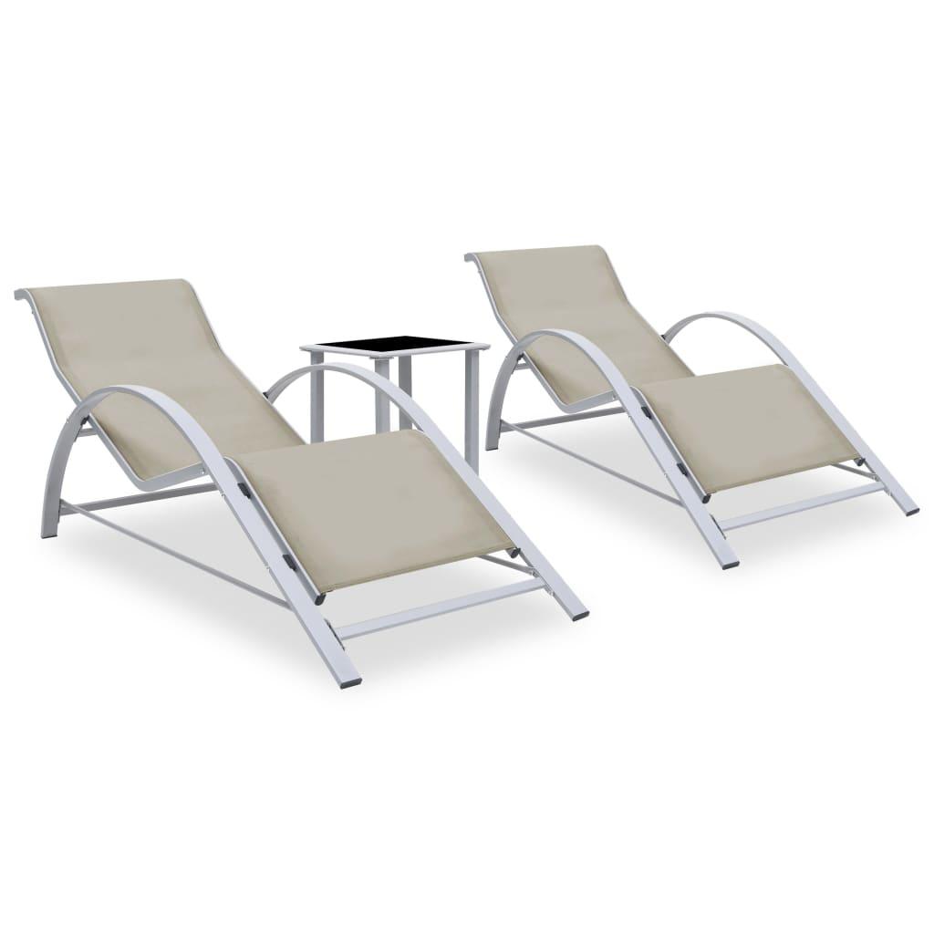 Sun Loungers 2 pcs with Table Aluminum Cream at Set Shop and Smile