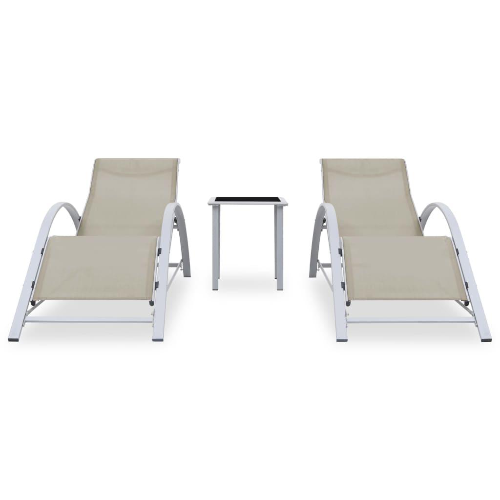 Sun Loungers 2 pcs with Table Aluminum Cream at Set Shop and Smile