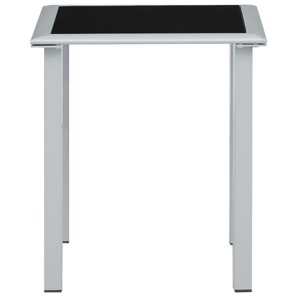 Patio Table Black and Silver 16.1"x16.1"x17.7" Steel and Glass at Set Shop and Smile