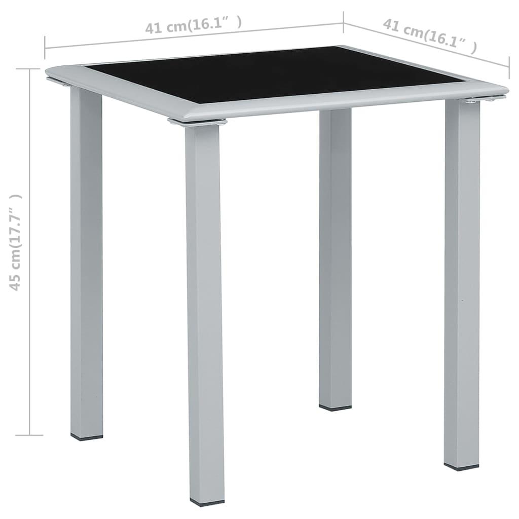 Patio Table Black and Silver 16.1"x16.1"x17.7" Steel and Glass at Set Shop and Smile