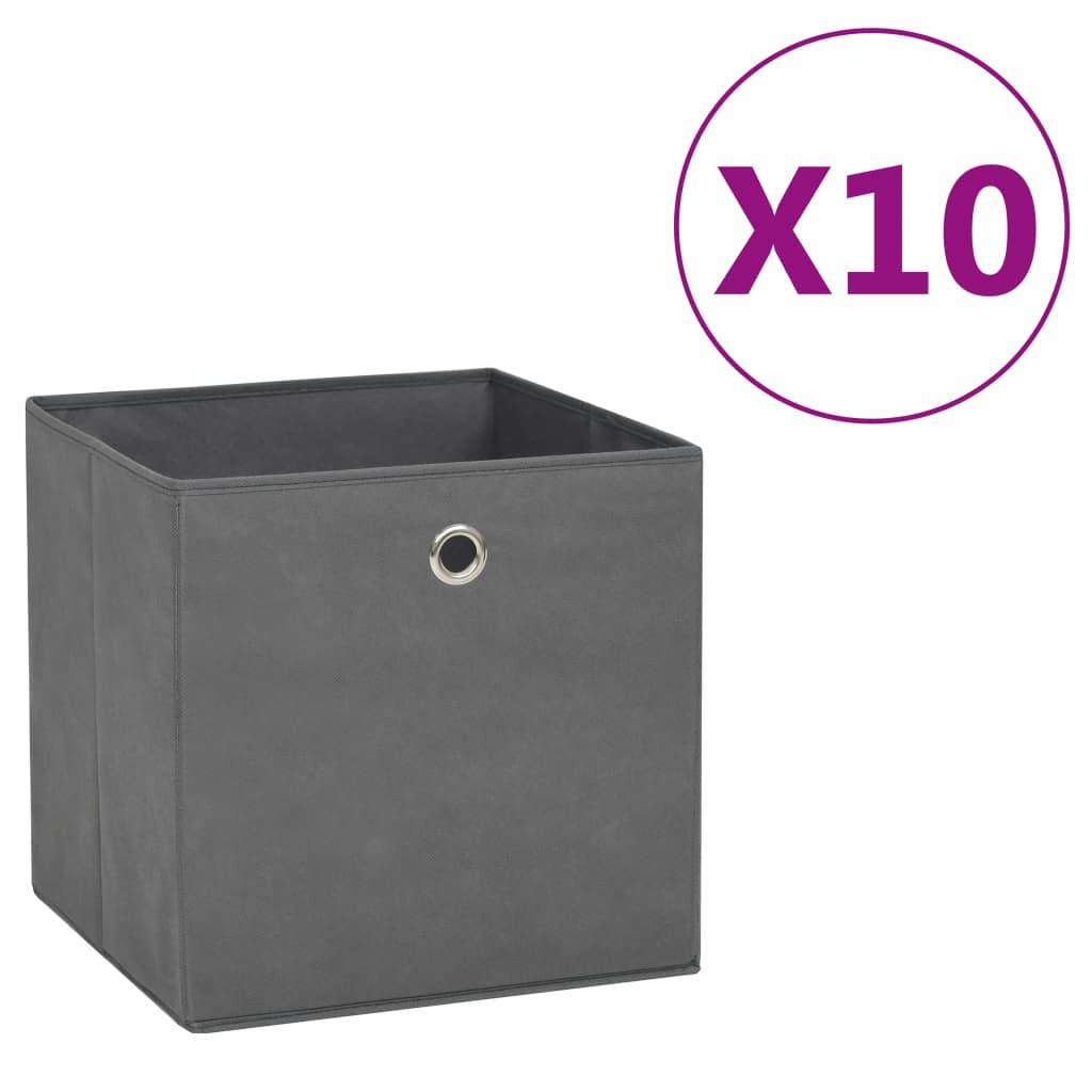 Storage Boxes 10 pcs Non-woven Fabric 11"x11"x11" Gray at Set Shop and Smile