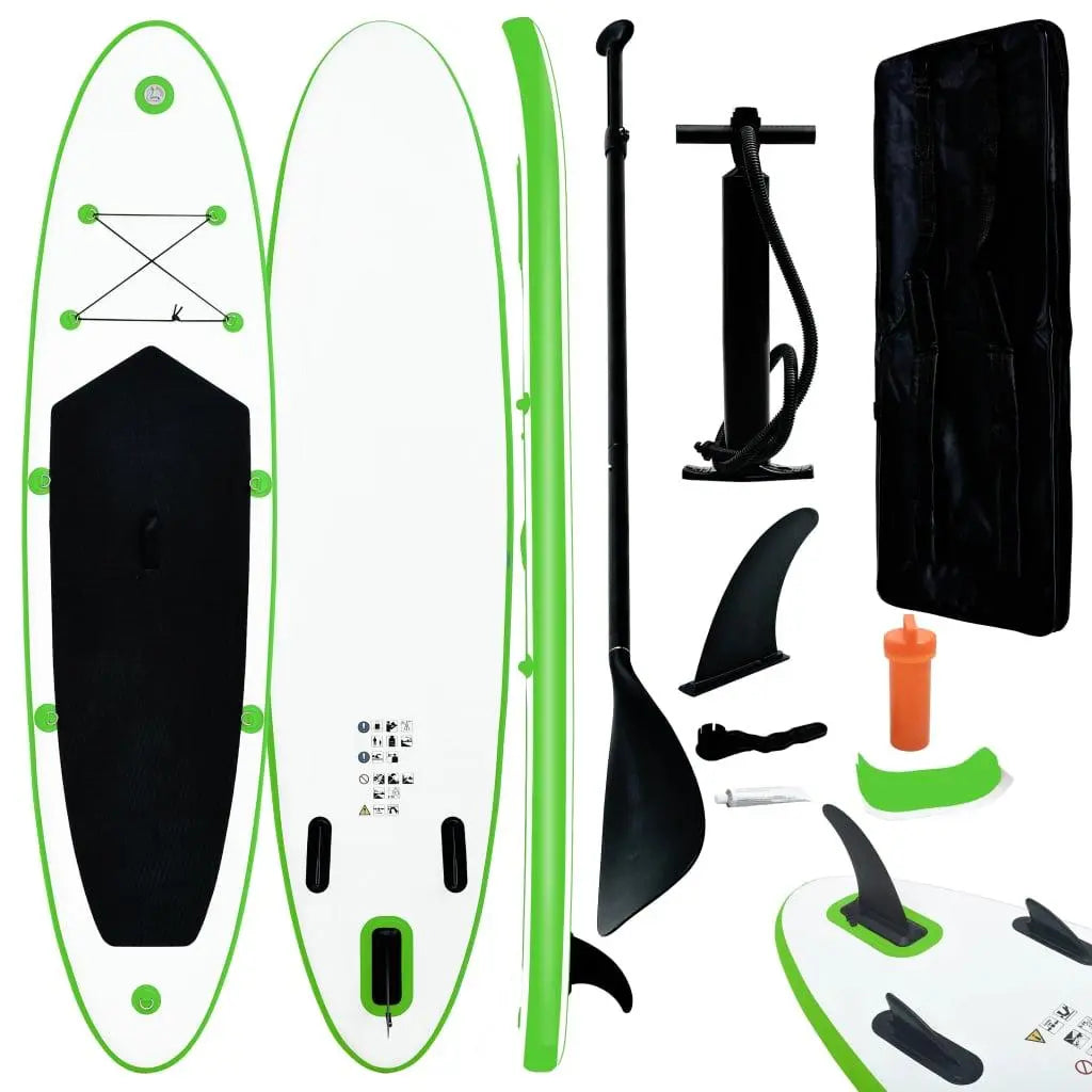 Inflatable Stand Up Paddleboard Set Green and White at Set Shop and Smile