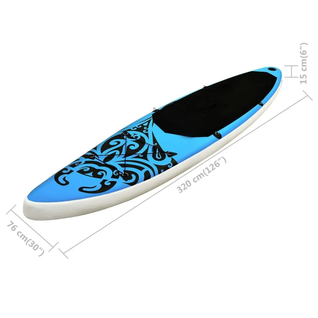 Inflatable Stand Up Paddleboard Set 126"x29.9"x5.9" Blue at Set Shop and Smile