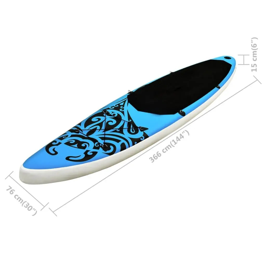 Inflatable Stand Up Paddleboard Set 144.1"x29.9"x5.9" Blue at Set Shop and Smile