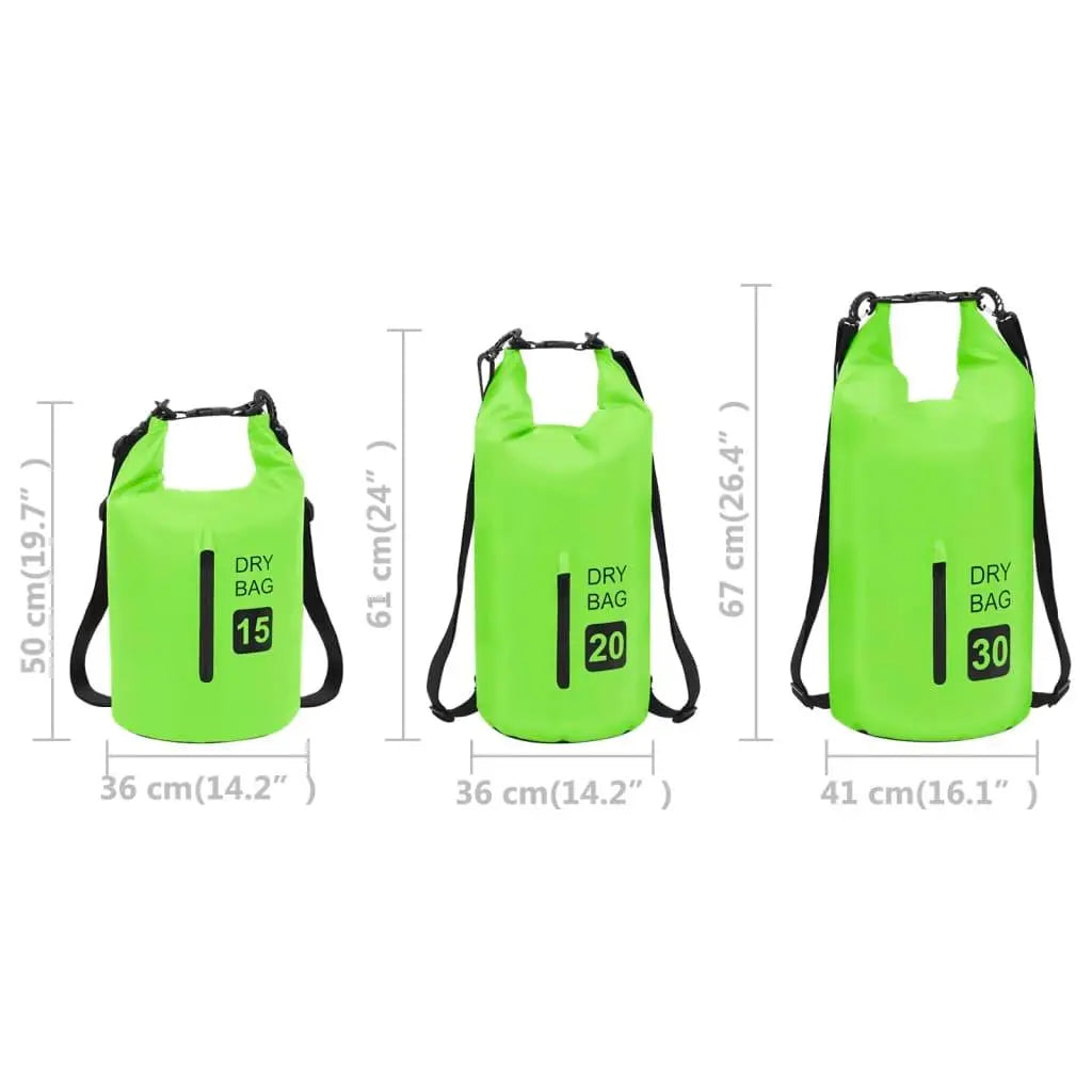 Dry Bag with Zipper Green 5.3 gal PVC at Set Shop and Smile
