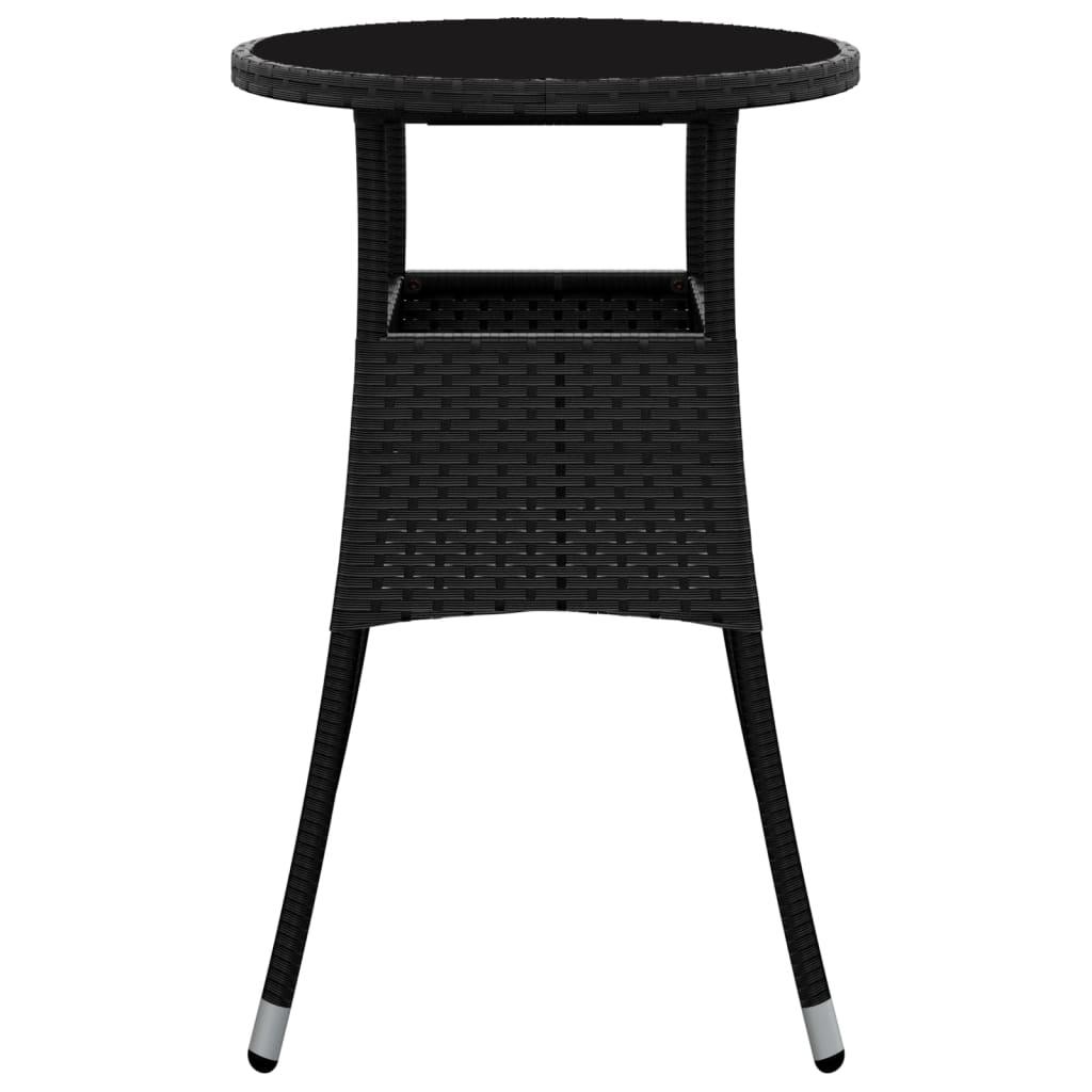 Patio Table Ø23.6"x29.5" Tempered Glass and Poly Rattan Black at Set Shop and Smile