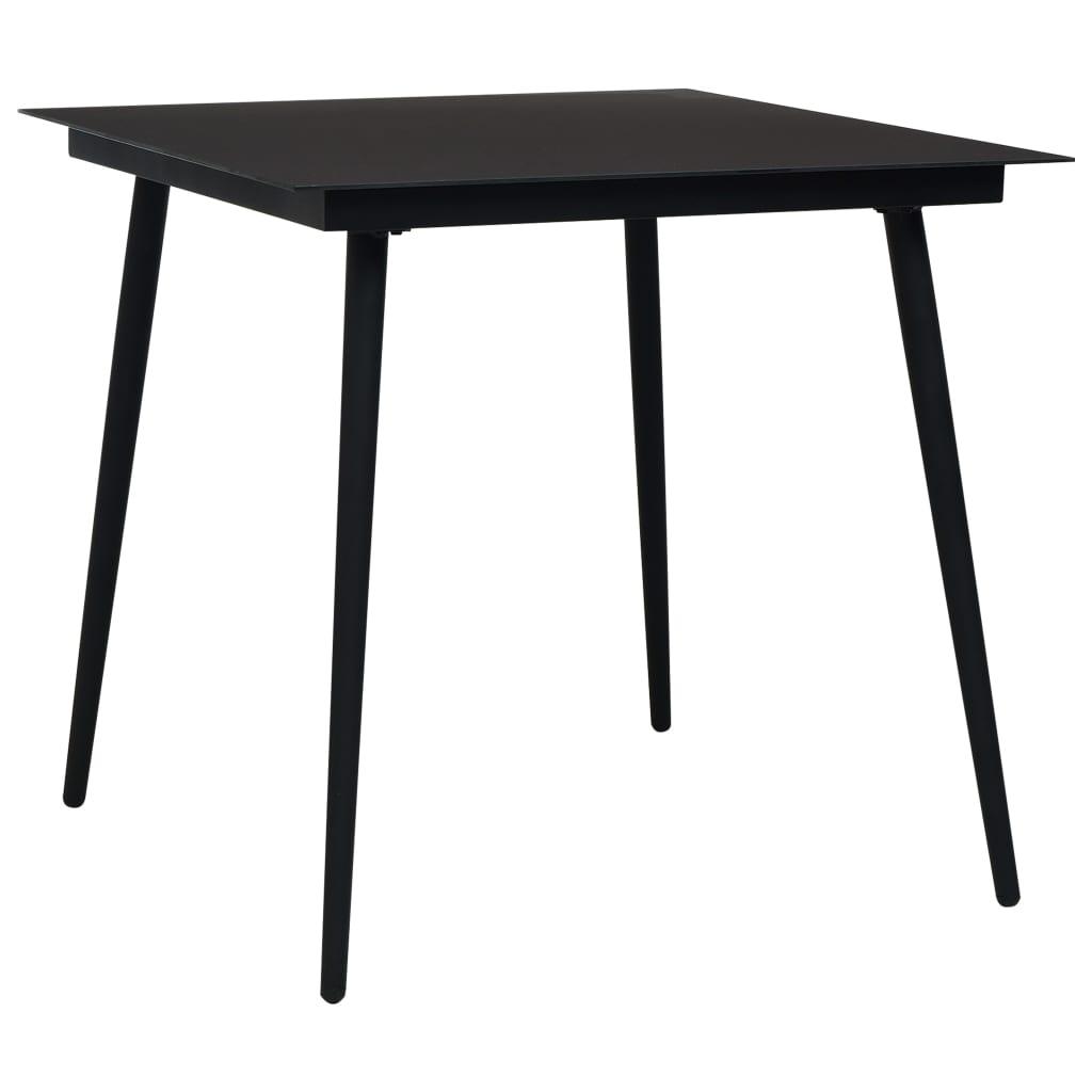 Patio Dining Table Black 31.5"x31.5"x29.1" Steel and Glass at Set Shop and Smile