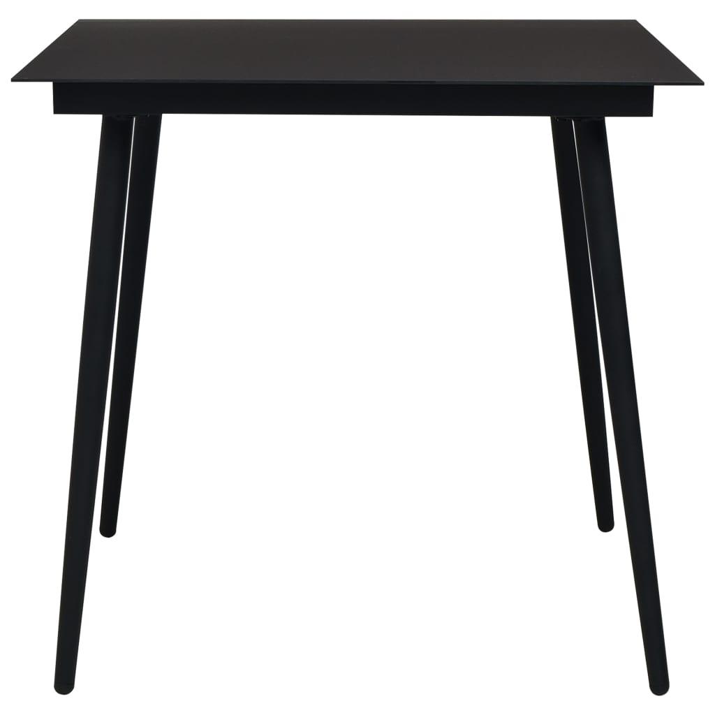 Patio Dining Table Black 31.5"x31.5"x29.1" Steel and Glass at Set Shop and Smile