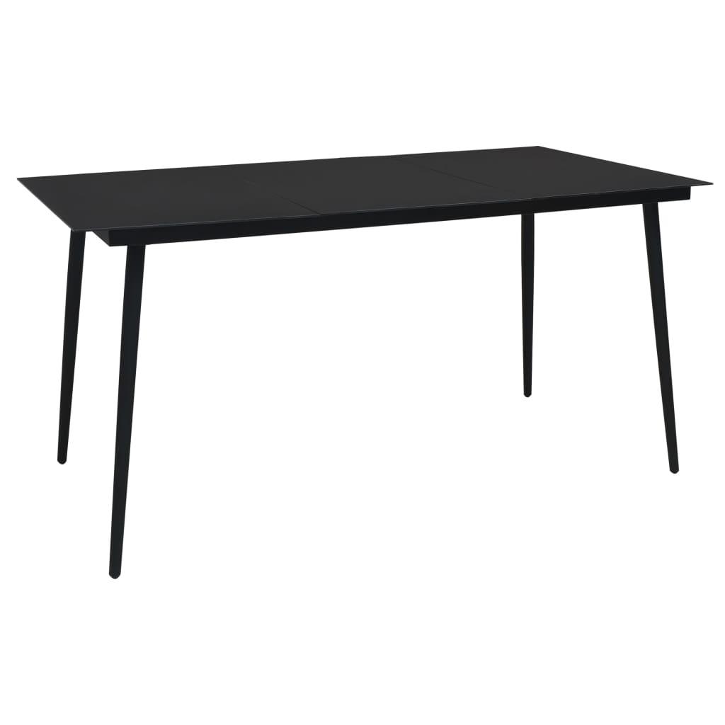 Patio Dining Table Black 59.1"x31.5"x29.1" Steel and Glass at Set Shop and Smile