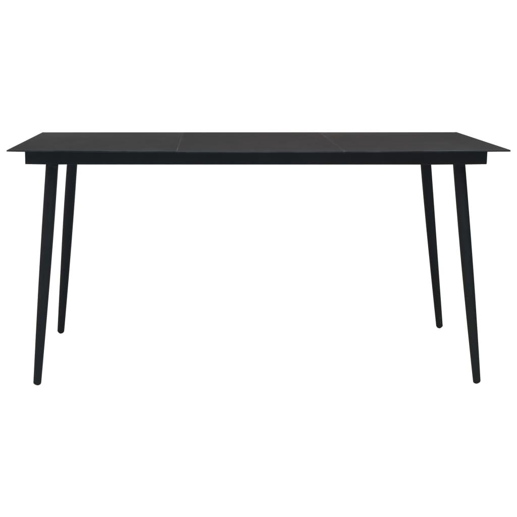 Patio Dining Table Black 59.1"x31.5"x29.1" Steel and Glass at Set Shop and Smile