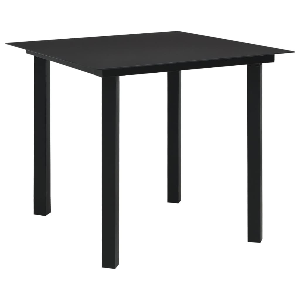 Patio Dining Table Black 31.5"x31.5"x29.1" Steel and Glass at Set Shop and Smile