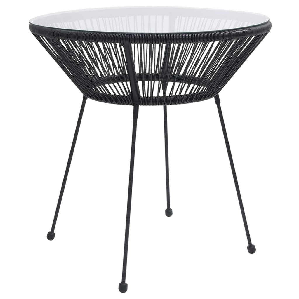 Patio Dining Table Black Ø27.6"x29.1" Rattan and Glass at Set Shop and Smile