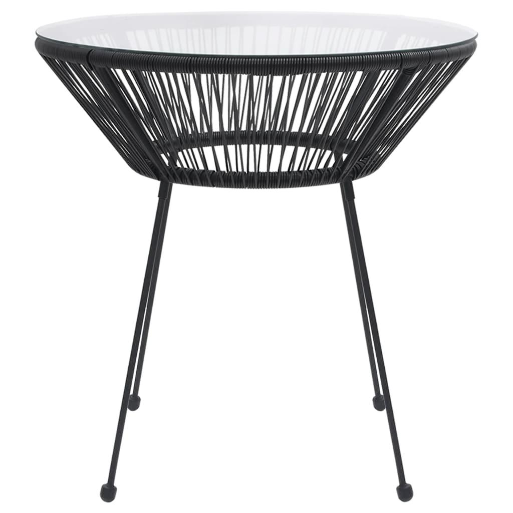 Patio Dining Table Black Ø27.6"x29.1" Rattan and Glass at Set Shop and Smile
