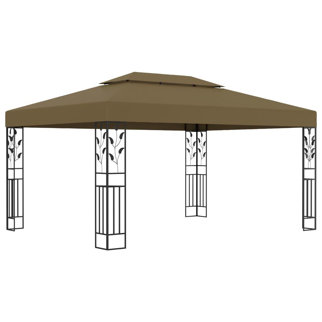 Gazebo with Double Roof 9.8'x13.1' Taupe 0.6 oz/ft² at Set Shop and Smile