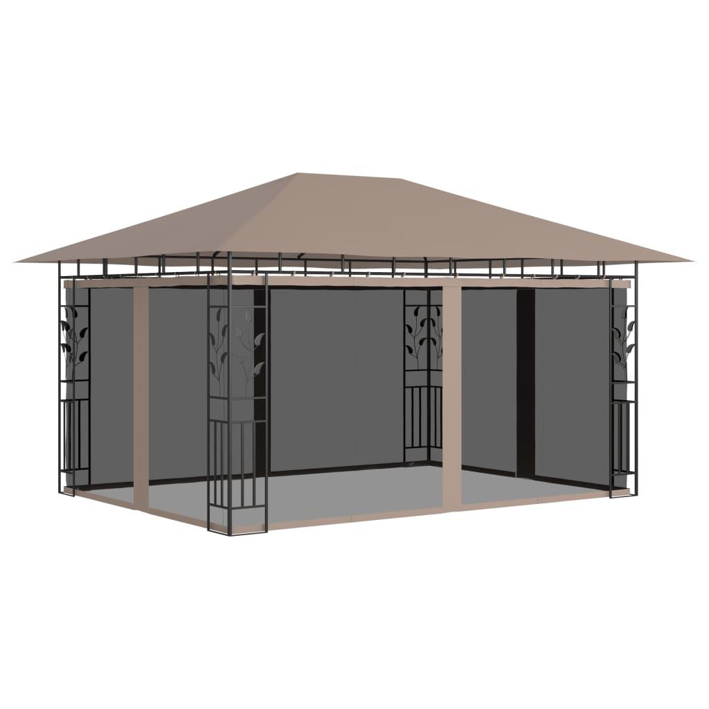 Gazebo with Mosquito Net 13.1'x9.8'x9' Taupe 0.6 oz/ft² at Set Shop and Smile