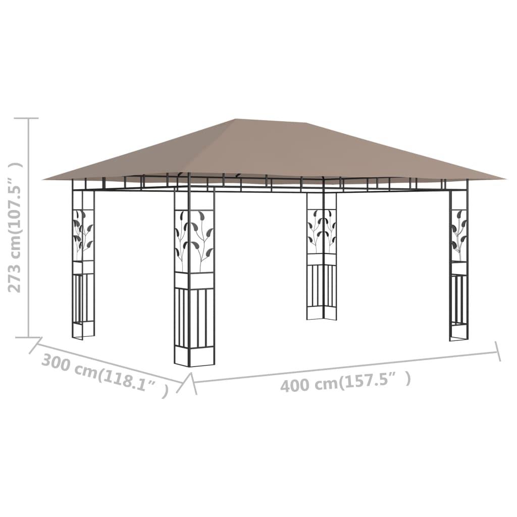 Gazebo with Mosquito Net 13.1'x9.8'x9' Taupe 0.6 oz/ft² at Set Shop and Smile