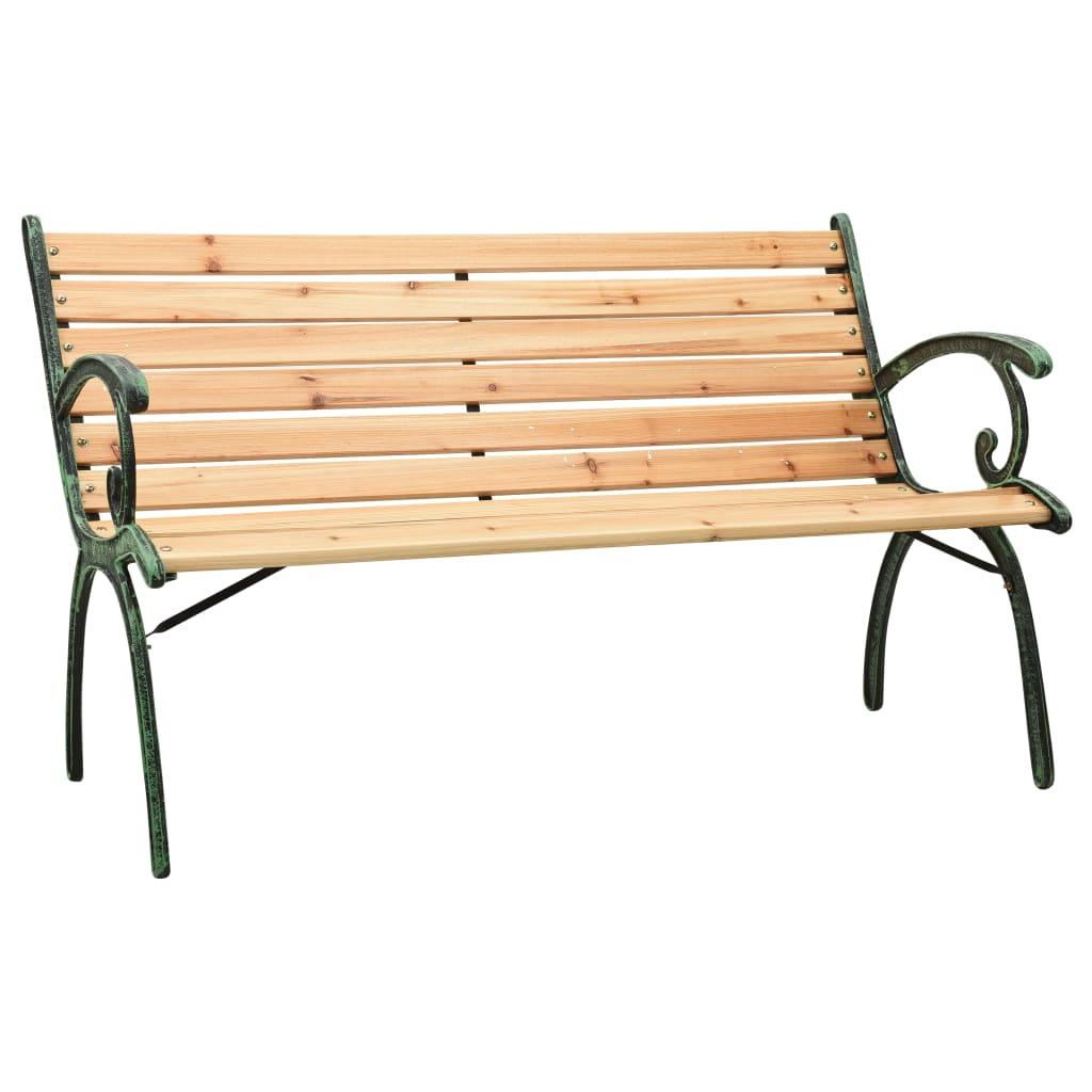 Patio Bench 48.4" Cast Iron and Solid Firwood at Set Shop and Smile