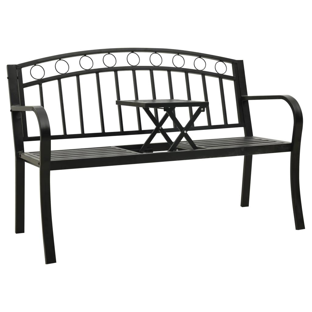 Patio Bench with a Table 49.2" Steel Black at Set Shop and Smile