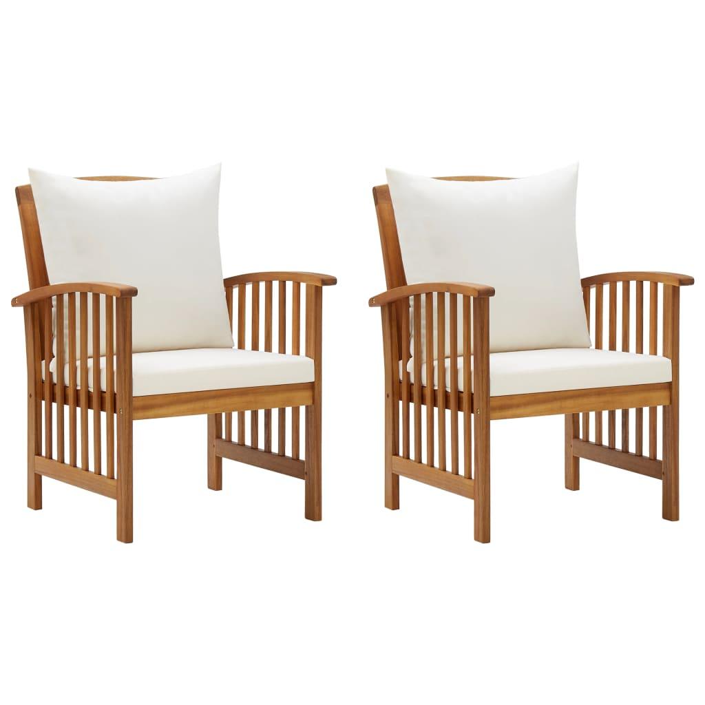Patio Chairs with Cushions 2 pcs Solid Acacia Wood at Set Shop and Smile