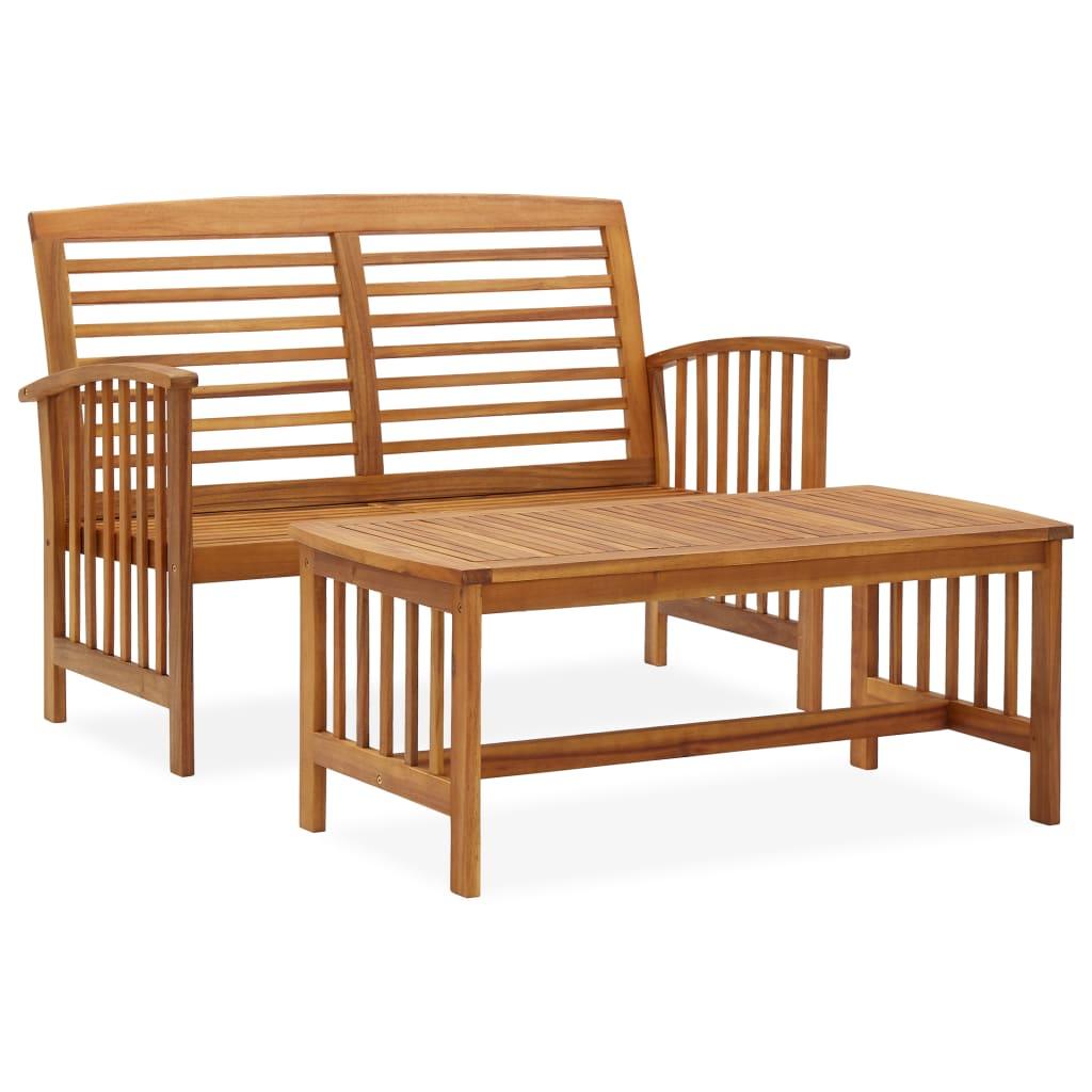 2 Piece Patio Lounge Set Solid Acacia Wood at Set Shop and Smile