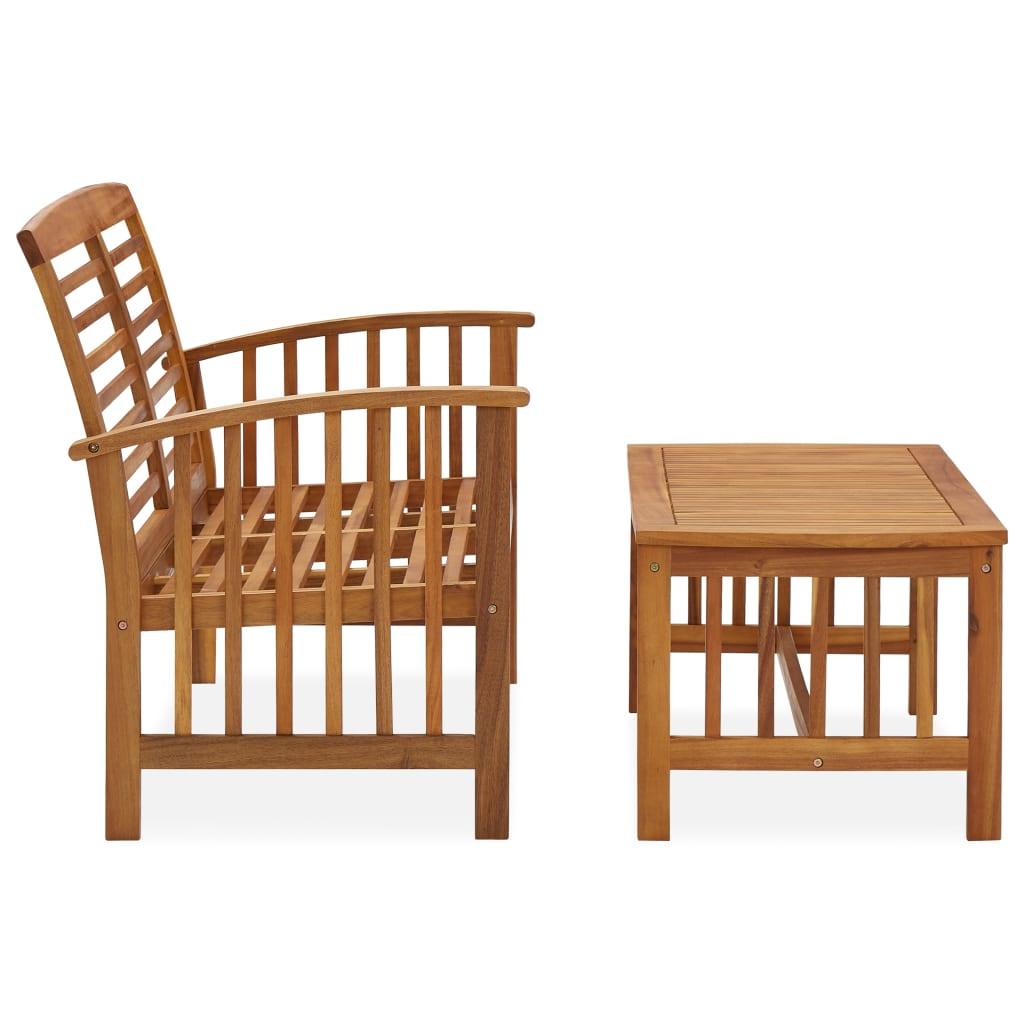 2 Piece Patio Lounge Set Solid Acacia Wood at Set Shop and Smile