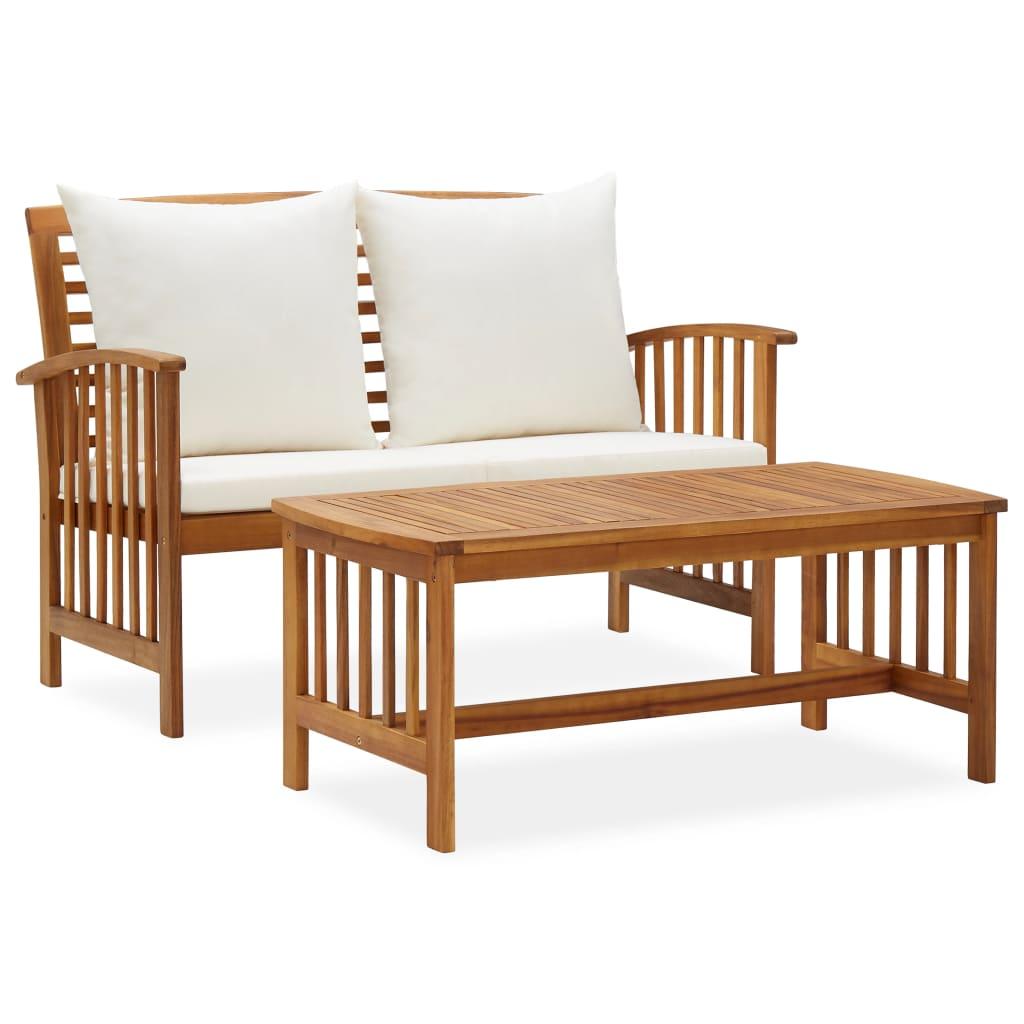 2 Piece Patio Lounge Set with Cushions Solid Acacia Wood at Set Shop and Smile