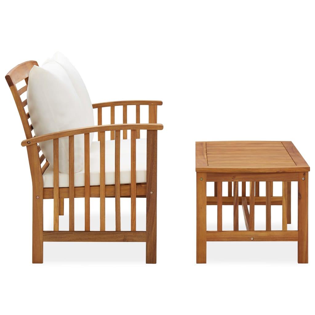 2 Piece Patio Lounge Set with Cushions Solid Acacia Wood at Set Shop and Smile