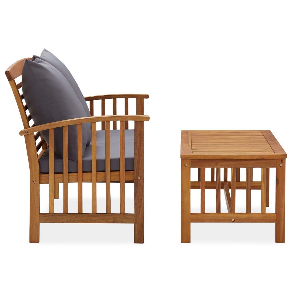 2 Piece Patio Lounge Set with Cushions Solid Acacia Wood at Set Shop and Smile