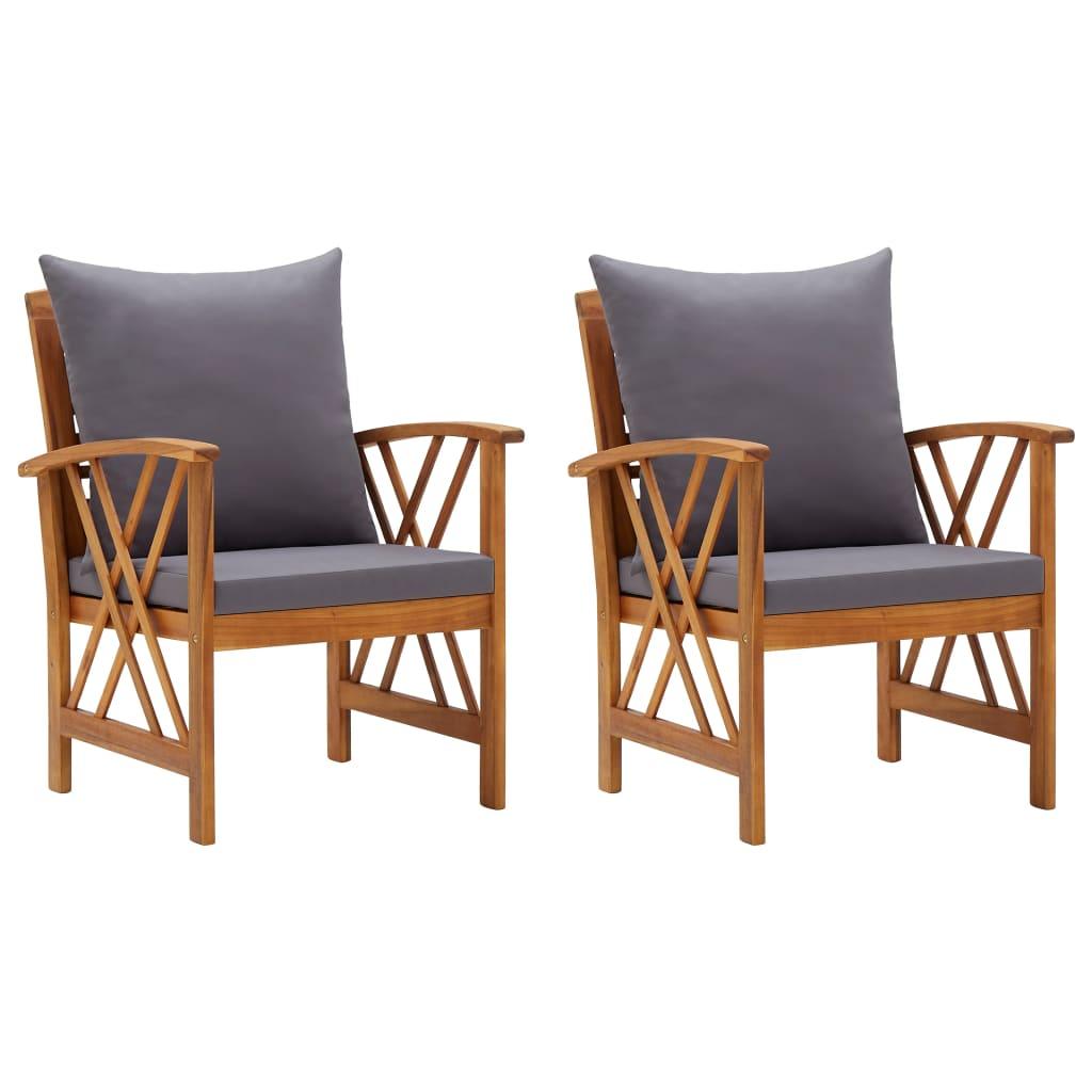 Patio Chairs with Cushions 2 pcs Solid Acacia Wood at Set Shop and Smile
