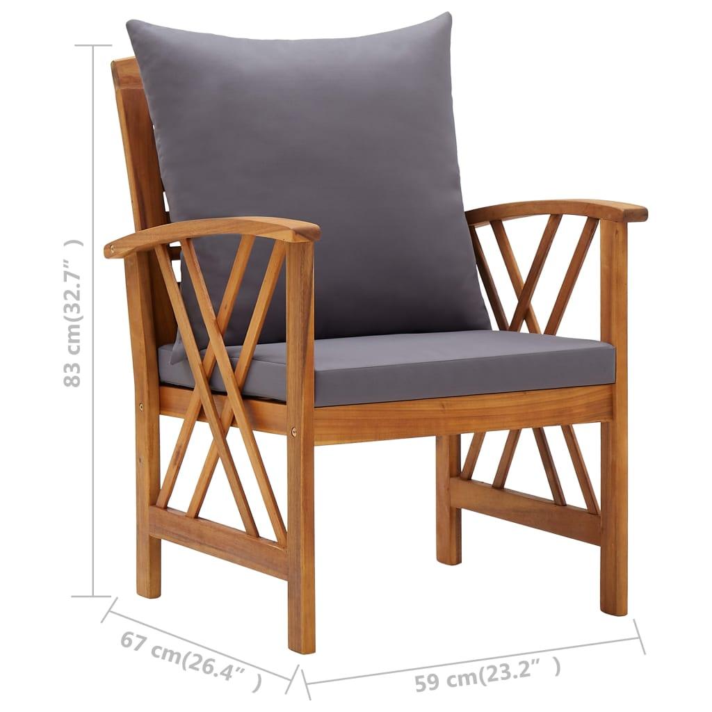 Patio Chairs with Cushions 2 pcs Solid Acacia Wood at Set Shop and Smile
