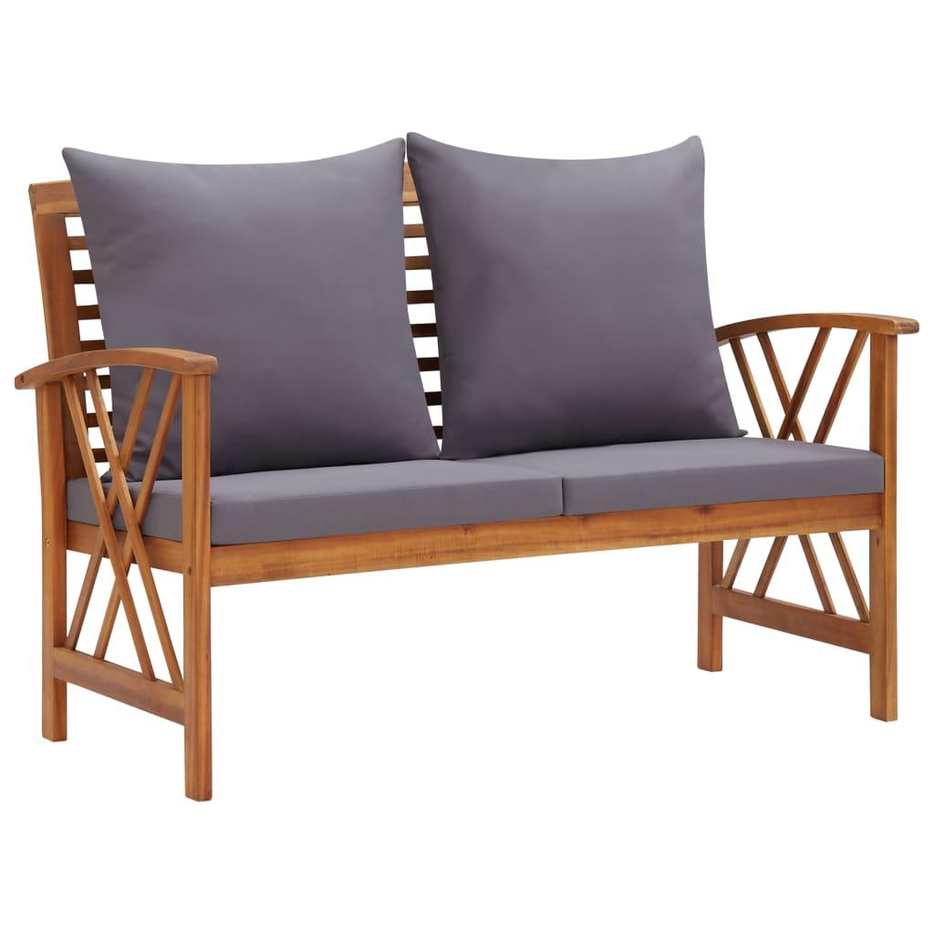 Patio Bench with Cushions 46.9" Solid Acacia Wood at Set Shop and Smile