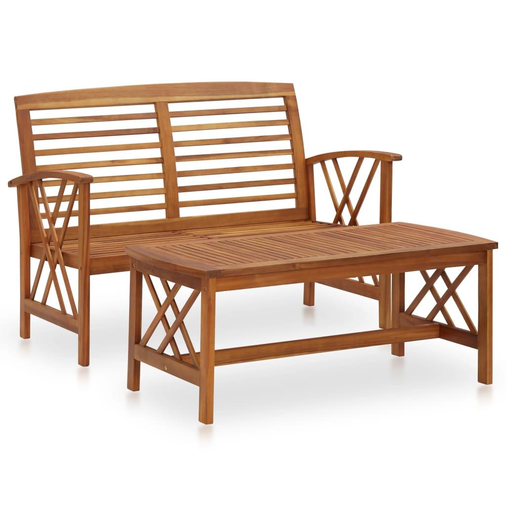 2 Piece Patio Lounge Set Solid Acacia Wood at Set Shop and Smile